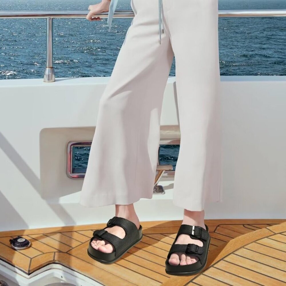 Women's Leather Sandals with Arch Support Cushioned Orthopedic Summer Shoes - Picture 2 of 7